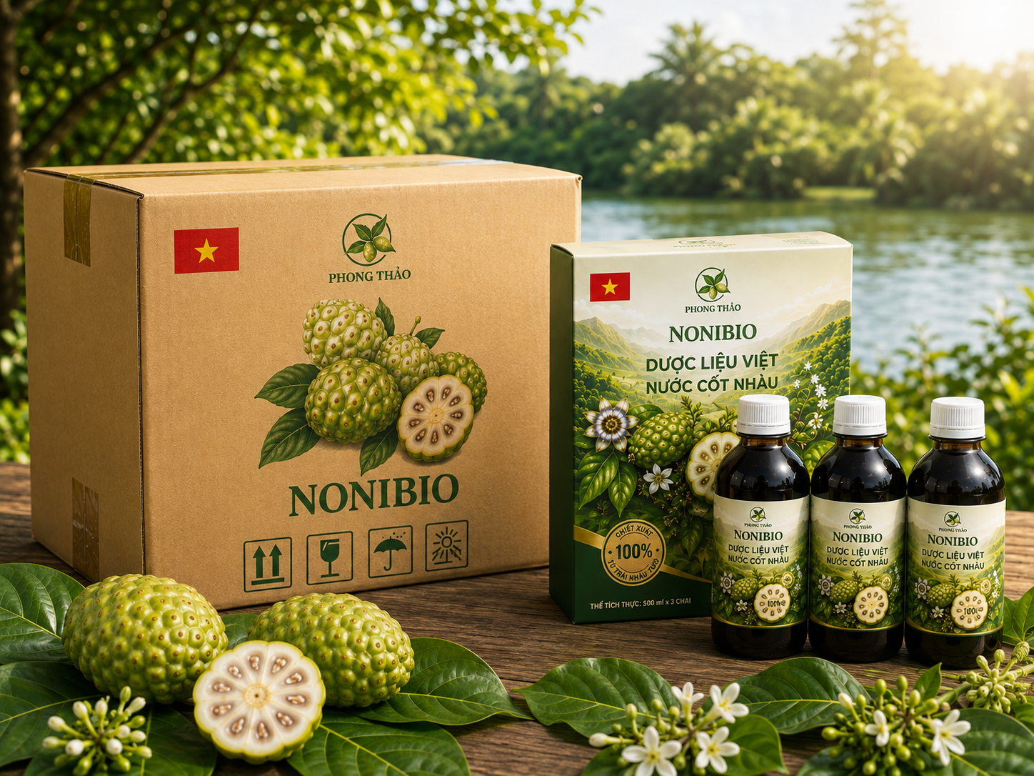 Nước Cốt Nhàu NONI BIO – Hộp (10 chai x 125 ml) – Thùng 10 hộp